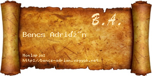 Bencs Adrián névjegykártya